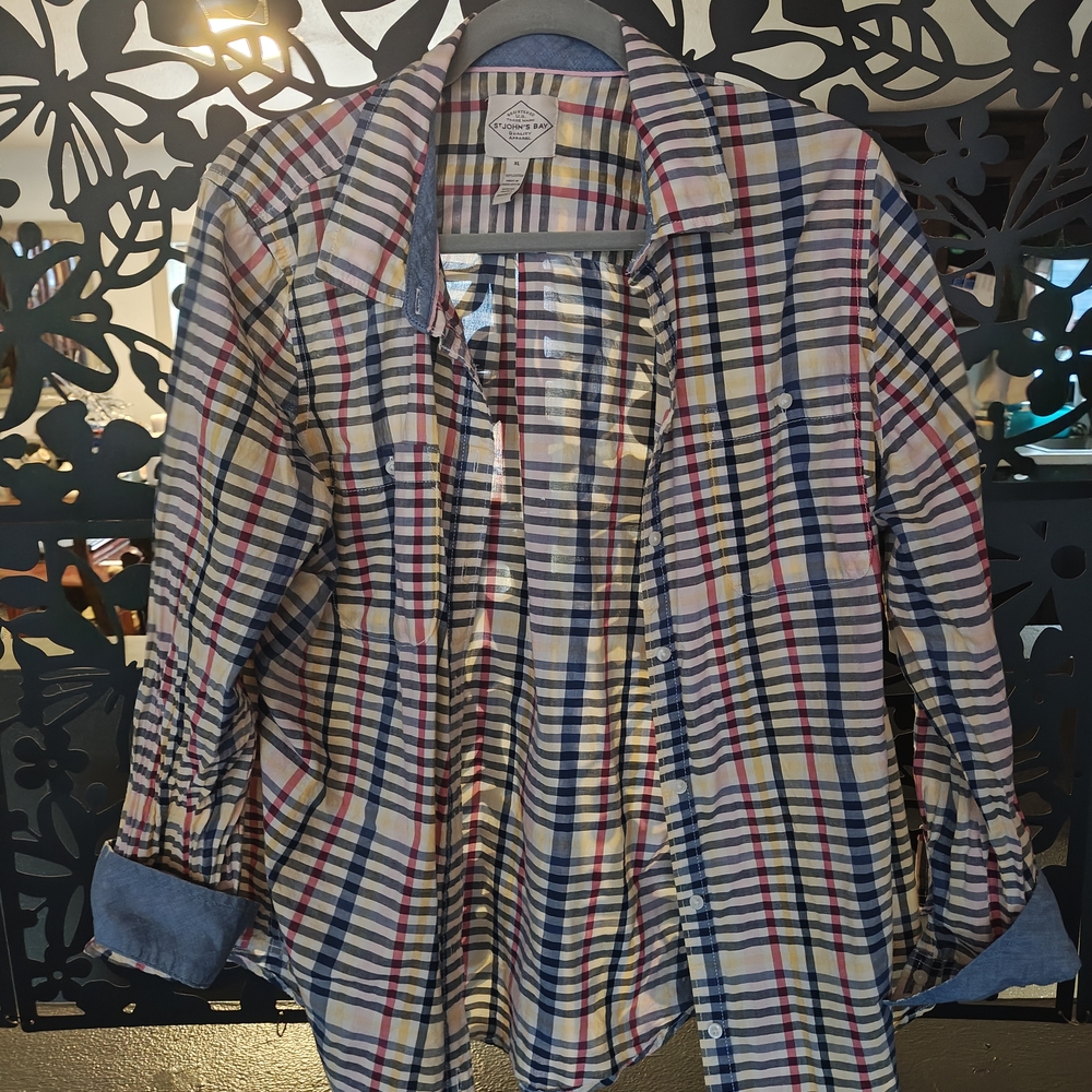 St. John's Bay Red and Blue Button Down Shirt